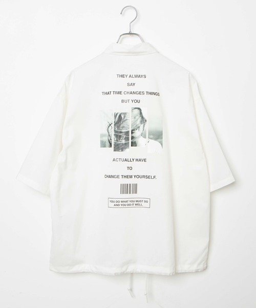 WEGO(ウィゴー)の「WEGO/フォトグラフィック5分袖コーチジャケット(ブルゾン・メンズ・ブラック/ホワイト・MEDIUM/LARGE)」の16枚目の写真