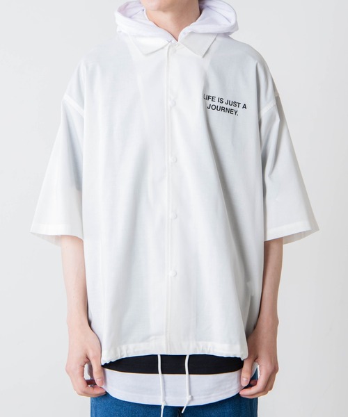 WEGO(ウィゴー)の「WEGO/フォトグラフィック5分袖コーチジャケット(ブルゾン・メンズ・ブラック/ホワイト・MEDIUM/LARGE)」の21枚目の写真