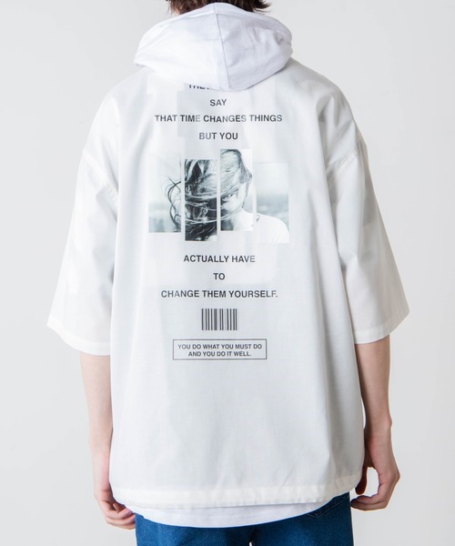 WEGO(ウィゴー)の「WEGO/フォトグラフィック5分袖コーチジャケット(ブルゾン・メンズ・ブラック/ホワイト・MEDIUM/LARGE)」の20枚目の写真