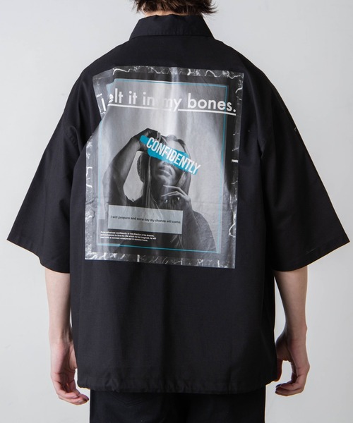 WEGO(ウィゴー)の「WEGO/フォトグラフィック5分袖コーチジャケット(ブルゾン・メンズ・ブラック/ホワイト・MEDIUM/LARGE)」の17枚目の写真