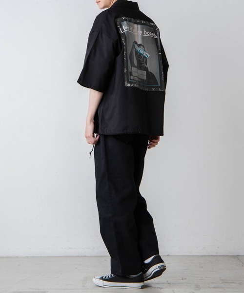 WEGO(ウィゴー)の「WEGO/フォトグラフィック5分袖コーチジャケット(ブルゾン・メンズ・ブラック/ホワイト・MEDIUM/LARGE)」の22枚目の写真