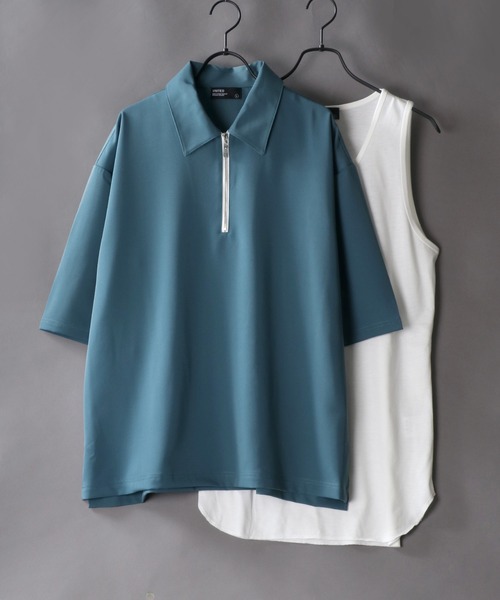 SITRY（シトリー）の「Half zip shirt ＆ Tank top /ハーフジップシャツ＆タンクトップ（シャツ/ブラウス・メンズ・ブラック/ベージュ/ブラック系その他/グレー系その他/ベージュ系その他/ワイン/ブルーグリーン・M/L/XL）」の6枚目の写真