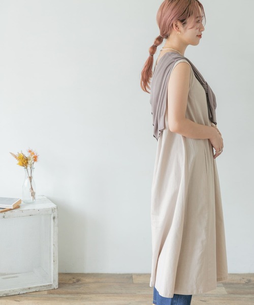 ITEMS URBANRESEARCH（アイテムズ アーバンリサーチ）の「綿麻テントラインワンピース（ワンピース・レディース・チャコールグレー/ベージュ/ブラウン・FREE）」の6枚目の写真