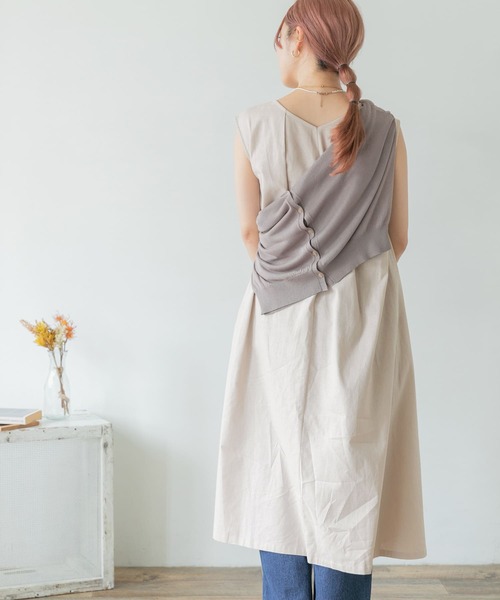 ITEMS URBANRESEARCH（アイテムズ アーバンリサーチ）の「綿麻テントラインワンピース（ワンピース・レディース・チャコールグレー/ベージュ/ブラウン・FREE）」の9枚目の写真