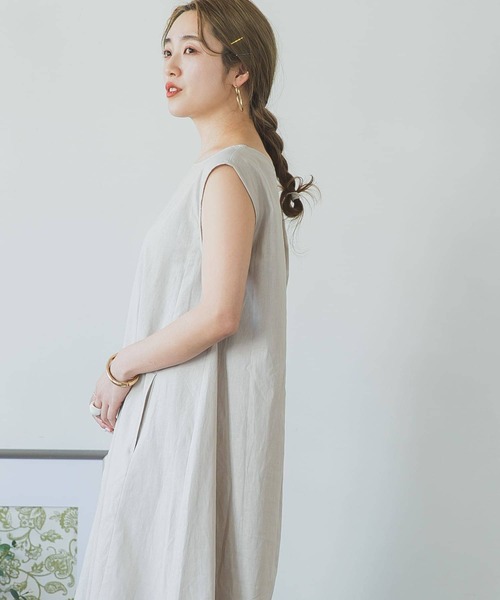 ITEMS URBANRESEARCH（アイテムズ アーバンリサーチ）の「綿麻テントラインワンピース（ワンピース・レディース・チャコールグレー/ベージュ/ブラウン・FREE）」の10枚目の写真