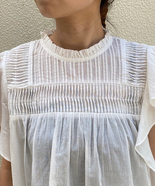 CAPRICIEUX LE'MAGE（カプリシューレマージュ）の「ピンタック袖フリルブラウス（シャツ/ブラウス・レディース・オフホワイト/チャコールグレー/カーキ・FREE）」の15枚目の写真