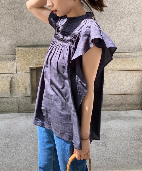 CAPRICIEUX LE'MAGE（カプリシューレマージュ）の「ピンタック袖フリルブラウス（シャツ/ブラウス・レディース・オフホワイト/チャコールグレー/カーキ・FREE）」の19枚目の写真