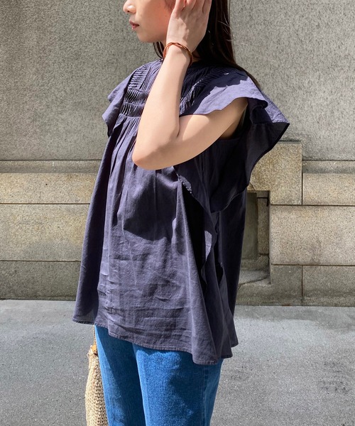 CAPRICIEUX LE'MAGE（カプリシューレマージュ）の「ピンタック袖フリルブラウス（シャツ/ブラウス・レディース・オフホワイト/チャコールグレー/カーキ・FREE）」の21枚目の写真