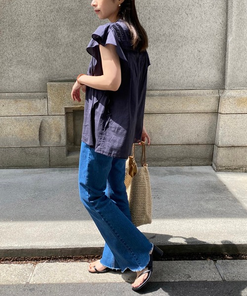 CAPRICIEUX LE'MAGE（カプリシューレマージュ）の「ピンタック袖フリルブラウス（シャツ/ブラウス・レディース・オフホワイト/チャコールグレー/カーキ・FREE）」の22枚目の写真