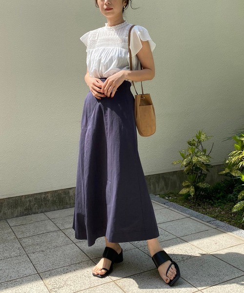 CAPRICIEUX LE'MAGE（カプリシューレマージュ）の「ピンタック袖フリルブラウス（シャツ/ブラウス・レディース・オフホワイト/チャコールグレー/カーキ・FREE）」の10枚目の写真