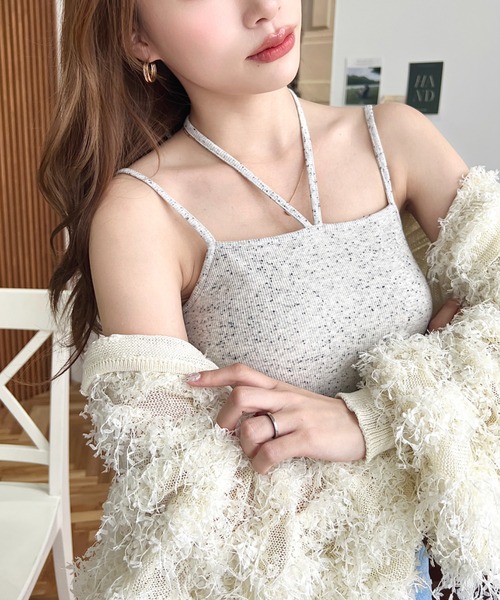 moment+(モーメントプラス)の「【累計販売枚数2万枚突破!】T/Cカットテレコリブ&カラーネップテレコリブ パット付きホルターネックキャミソール(キャミソール・レディース・オフホワイト/ナチュラル/杢グレー/モカ/ブラック/イエロー×グリーン/クリアグリーン/オレンジ/ターコイズブルー/ベージュ/ホワイト系その他/スミクロ/アイボリー/オートミール/ベージュ系その他/チャコールグレー・M/L)」の19枚目の写真