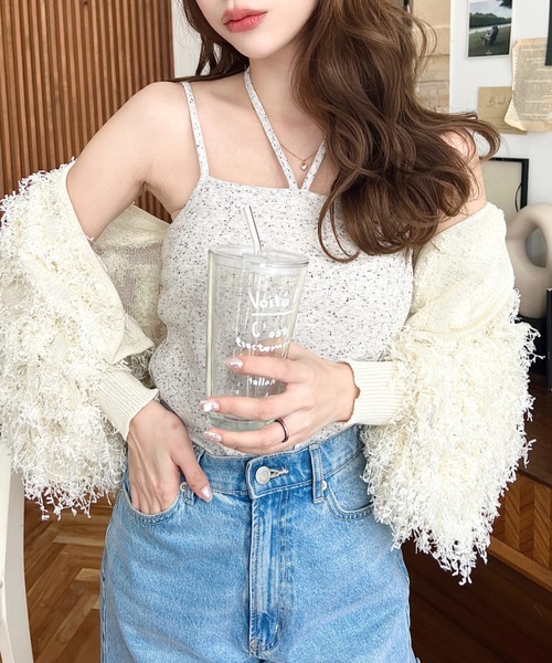 moment+(モーメントプラス)の「【累計販売枚数2万枚突破!】T/Cカットテレコリブ&カラーネップテレコリブ パット付きホルターネックキャミソール(キャミソール・レディース・オフホワイト/ナチュラル/杢グレー/モカ/ブラック/イエロー×グリーン/クリアグリーン/オレンジ/ターコイズブルー/ベージュ/ホワイト系その他/スミクロ/アイボリー/オートミール/ベージュ系その他/チャコールグレー・M/L)」の21枚目の写真