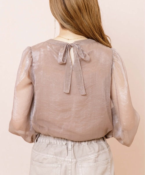 flower（フラワー）の「グロスリボンブラウス（シャツ/ブラウス・レディース・ブラウン/アイボリー/グレー・FREE）」の14枚目の写真