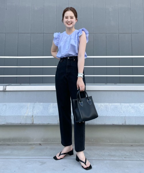 CIAOPANIC（チャオパニック）の「【SCENE by ciaopanic/シーン バイ チャオパニック】フリルギャザーブラウス（シャツ/ブラウス・レディース・ブルー/ブラック系その他/ブラック系その他2/オフホワイト/ブルー系その他・FREE）」の9枚目の写真