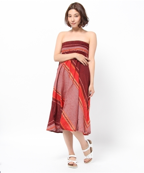 チャイハネ（チャイハネ）の「【チャイハネ】ジャリサリスカート/ワンピース 2WAY（スカート・レディース・グレー/ブラック/カーキ/イエロー/ブルー/レッド・FREE）」の9枚目の写真