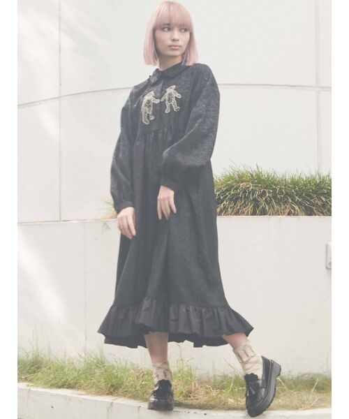 merry jenny（メリージェニー）の「スカラップラバーソールローファー（ローファー・レディース・ブラック/アイボリー・MEDIUM/LARGE）」の5枚目の写真