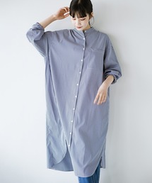 haco! | 季節の変わり目の羽織にもニットやスウェットとの重ね着にも長い季節使えて便利なバンドカラーシャツワンピース(シャツワンピース)