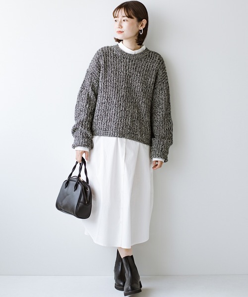 haco!（ハコ）の「季節の変わり目の羽織にもニットやスウェットとの重ね着にも長い季節使えて便利なバンドカラーシャツワンピース（シャツワンピース・レディース・ホワイト/チェック・SMALL/MEDIUM/LARGE/X-LARGE）」の10枚目の写真