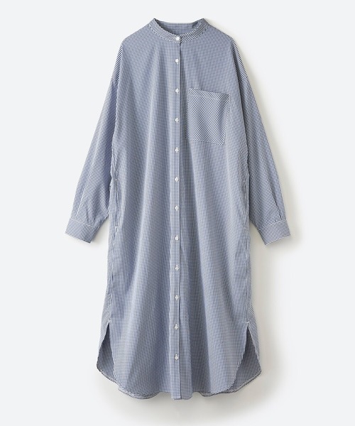 haco!（ハコ）の「季節の変わり目の羽織にもニットやスウェットとの重ね着にも長い季節使えて便利なバンドカラーシャツワンピース（シャツワンピース・レディース・ホワイト/チェック・SMALL/MEDIUM/LARGE/X-LARGE）」の14枚目の写真