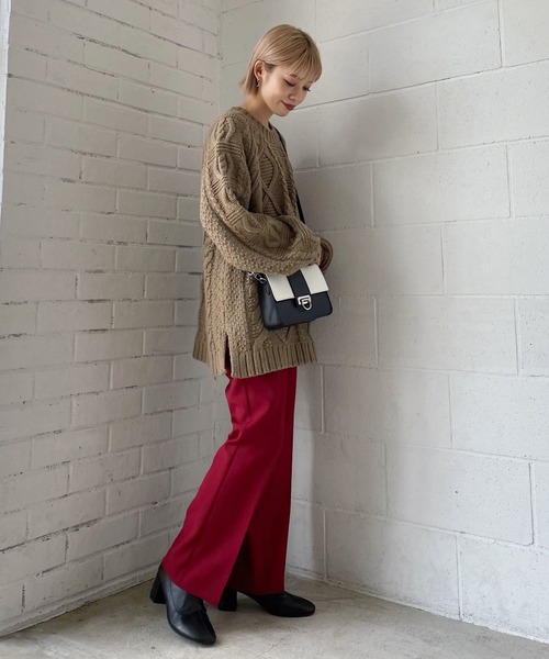 PAGEBOY（ページボーイ）の「ケーブルクルーBIGプルオーバー（ニット/セーター・レディース・オフホワイト/ブラック/ブラウン/オリーブ・FREE）」の15枚目の写真