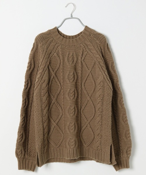 PAGEBOY（ページボーイ）の「ケーブルクルーBIGプルオーバー（ニット/セーター・レディース・オフホワイト/ブラック/ブラウン/オリーブ・FREE）」の20枚目の写真