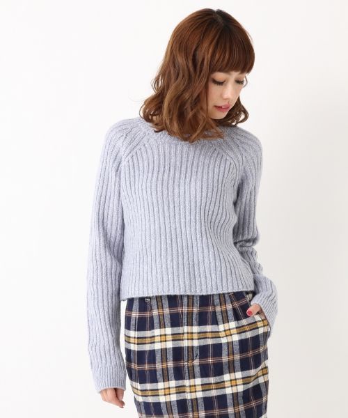 Heather（ヘザー）の「ショートリブニット  557376（ニット/セーター・レディース・アイボリー/ヘザ－グレー/ライトブルー・FREE）」の3枚目の写真