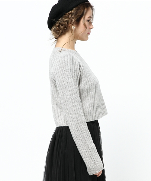Heather（ヘザー）の「ショートリブニット  557376（ニット/セーター・レディース・アイボリー/ヘザ－グレー/ライトブルー・FREE）」の4枚目の写真