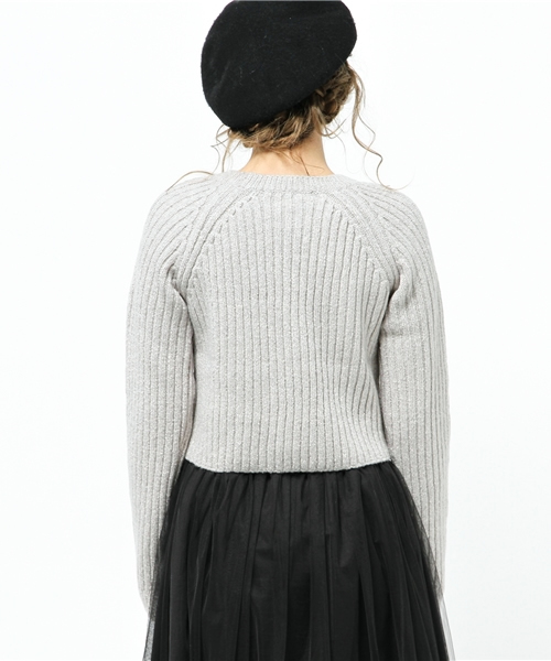 Heather（ヘザー）の「ショートリブニット  557376（ニット/セーター・レディース・アイボリー/ヘザ－グレー/ライトブルー・FREE）」の5枚目の写真