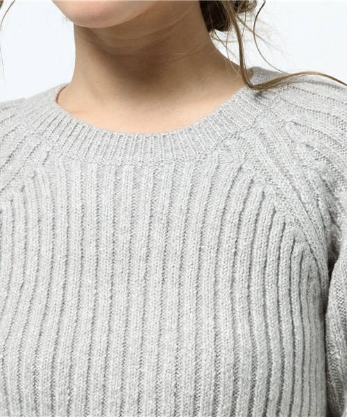 Heather（ヘザー）の「ショートリブニット  557376（ニット/セーター・レディース・アイボリー/ヘザ－グレー/ライトブルー・FREE）」の6枚目の写真