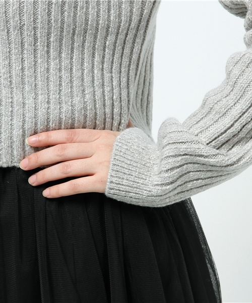 Heather（ヘザー）の「ショートリブニット  557376（ニット/セーター・レディース・アイボリー/ヘザ－グレー/ライトブルー・FREE）」の7枚目の写真