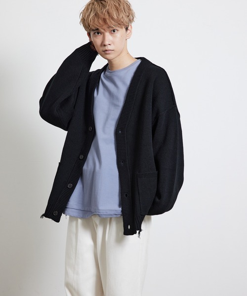 JUNRED（ジュンレッド）の「ダメージニットルーズカーディガン（カーディガン/ボレロ・メンズ・ブラック/ベージュ/グリーン・M/L）」の13枚目の写真