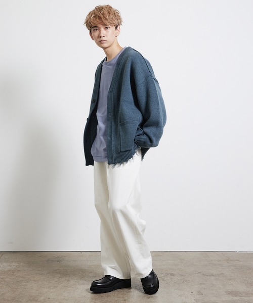 JUNRED（ジュンレッド）の「ダメージニットルーズカーディガン（カーディガン/ボレロ・メンズ・ブラック/ベージュ/グリーン・M/L）」の8枚目の写真