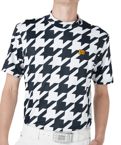 Loudmouth(ラウドマウス)の「LOUDMOUTH/ラウドマウス ゴルフウェア ワンポイントロゴ刺繍 総柄 モックネック 吸汗速乾 UVカット半袖Tシャツ(Tシャツ/カットソー・メンズ・ブラック系その他4/ホワイト系その他/ブラック系その他2/ブラック系その他3/ブラック系その他・XXL/XL/L/LL/M)」の2枚目の写真