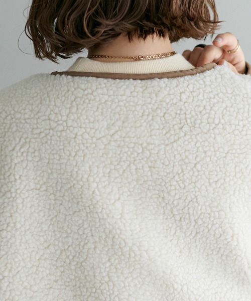 DISCOAT（ディスコート）の「ボア切替キルティングコート（ブルゾン・レディース・ブラック/カーキ/モカ・MEDIUM/LARGE）」の5枚目の写真