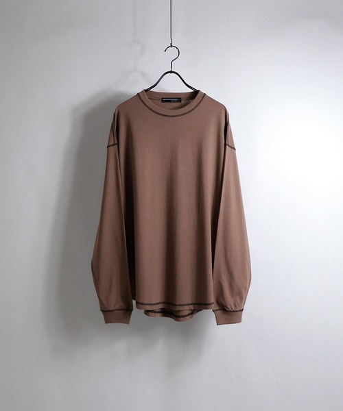 Confirm（コンファーム）の「ルーズシルエット クルーネック ベーシックロンT【Confirm】（Tシャツ/カットソー・メンズ・チャコールグレー/ミント/ブラック/サックスブルー/ホワイト/アイボリー/ホワイト系その他/オレンジ・L/M）」の8枚目の写真