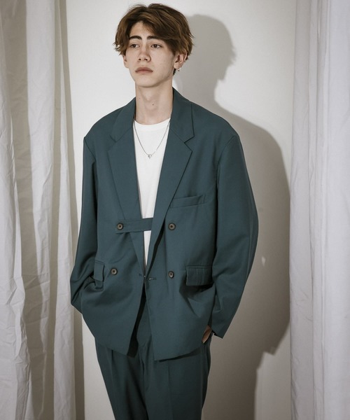 URBAN RESEARCH（アーバンリサーチ）の「URBAN RESEARCH iD　T/R STRAP DOUBLE JACKET（その他アウター・メンズ・ホワイト系その他/グリーン系その他/ブルー系その他・MEDIUM/LARGE）」の2枚目の写真