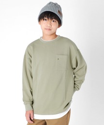 GLAZOS | 裏毛・USAコットンドロップショルダーフェイクレイヤードトレーナー(スウェット)