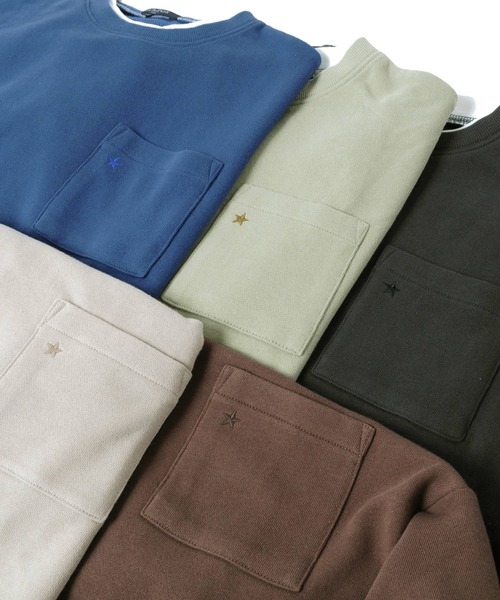GLAZOS（グラソス）の「裏毛・USAコットンドロップショルダーフェイクレイヤードトレーナー（スウェット・キッズ・ライトベージュ/ブルー/チャコールグレー/ライトカーキ/ブラウン・160cm/130cm/170cm/150cm/140cm）」の17枚目の写真