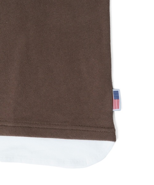 GLAZOS（グラソス）の「裏毛・USAコットンドロップショルダーフェイクレイヤードトレーナー（スウェット・キッズ・ライトベージュ/ブルー/チャコールグレー/ライトカーキ/ブラウン・160cm/130cm/170cm/150cm/140cm）」の19枚目の写真