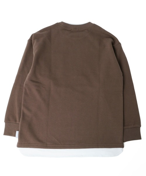 GLAZOS（グラソス）の「裏毛・USAコットンドロップショルダーフェイクレイヤードトレーナー（スウェット・キッズ・ライトベージュ/ブルー/チャコールグレー/ライトカーキ/ブラウン・160cm/130cm/170cm/150cm/140cm）」の7枚目の写真