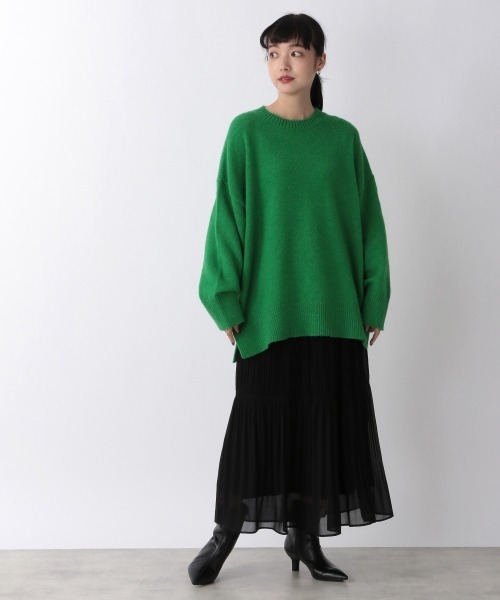 LOWRYS FARM(ローリーズファーム)の「カラークルーチュニックニットLS 239443(ニット/セーター・レディース・ブラック/グリーン/アイボリー/ピンク・FREE)」の5枚目の写真