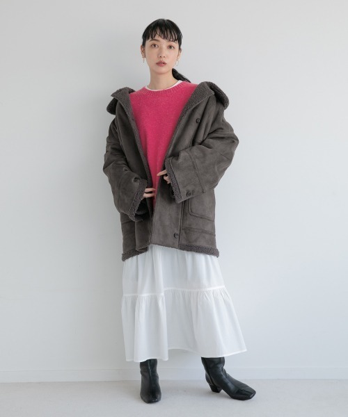 LOWRYS FARM(ローリーズファーム)の「カラークルーチュニックニットLS 239443(ニット/セーター・レディース・ブラック/グリーン/アイボリー/ピンク・FREE)」の21枚目の写真