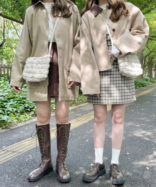 Heather（ヘザー）の「あいねねキルティングショルダーバッグ 257767（ショルダーバッグ・レディース・ブラック/ベージュ・ONE SIZE）」の5枚目の写真