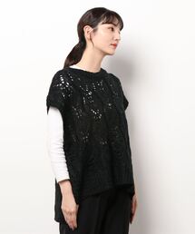 柄編みニットベスト