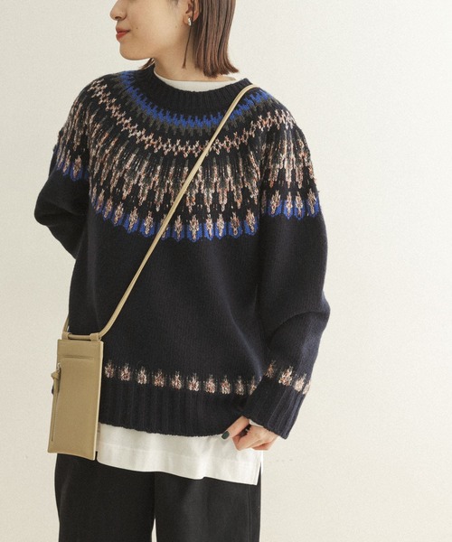 FORK&SPOON（フォークアンドスプーン）の「FORK&SPOON　フェアアイルニット（ニット/セーター・レディース・オフホワイト/ネイビー・ONE）」の3枚目の写真