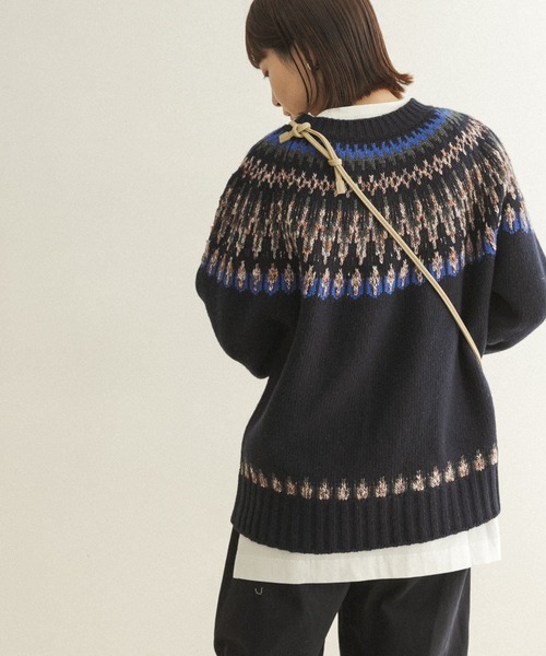 FORK&SPOON（フォークアンドスプーン）の「FORK&SPOON　フェアアイルニット（ニット/セーター・レディース・オフホワイト/ネイビー・ONE）」の5枚目の写真