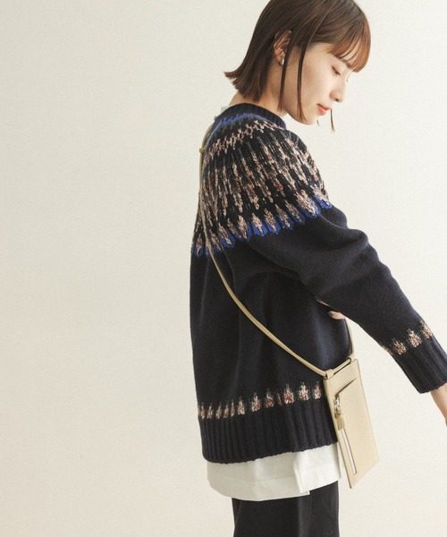 FORK&SPOON（フォークアンドスプーン）の「FORK&SPOON　フェアアイルニット（ニット/セーター・レディース・オフホワイト/ネイビー・ONE）」の6枚目の写真