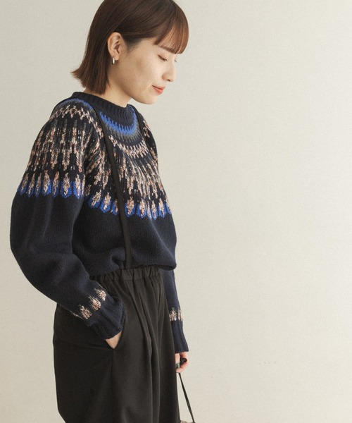 FORK&SPOON（フォークアンドスプーン）の「FORK&SPOON　フェアアイルニット（ニット/セーター・レディース・オフホワイト/ネイビー・ONE）」の11枚目の写真