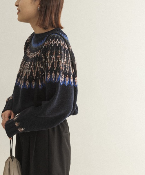 FORK&SPOON（フォークアンドスプーン）の「FORK&SPOON　フェアアイルニット（ニット/セーター・レディース・オフホワイト/ネイビー・ONE）」の13枚目の写真