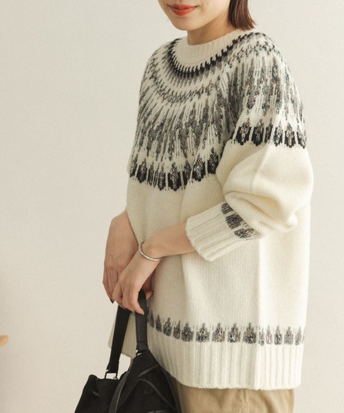 FORK&SPOON（フォークアンドスプーン）の「FORK&SPOON　フェアアイルニット（ニット/セーター・レディース・オフホワイト/ネイビー・ONE）」の21枚目の写真